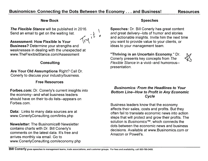 Conerly on the Economy Monthly Charts