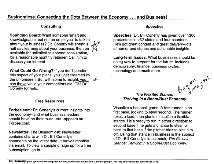 Conerly on the Economy Monthly Charts