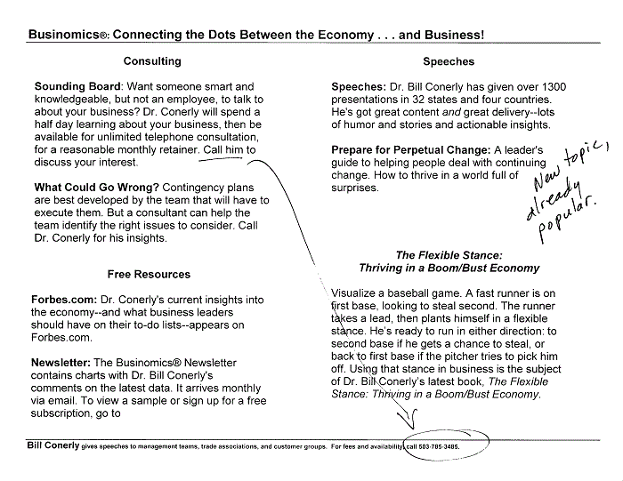 Conerly on the Economy Monthly Charts