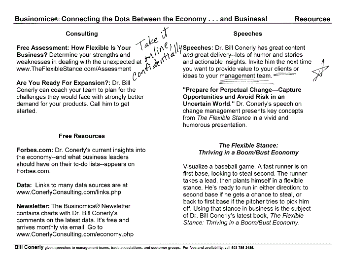 Conerly on the Economy Monthly Charts