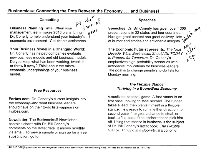 Conerly on the Economy Monthly Charts