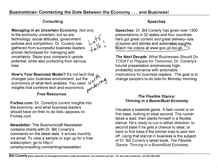 Conerly on the Economy Monthly Charts