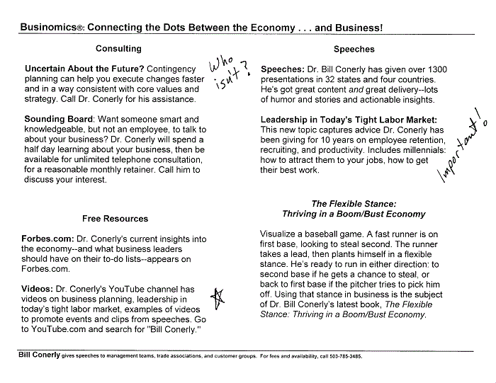 Conerly on the Economy Monthly Charts